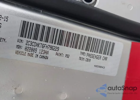 2015 Dodge Charger Police z USA, uszkodzony, nr VIN 2C3CDXKT6FH796229